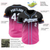 Custom Black White Pink-Light Blue Authentic Fade Fashion Baseball Jersey