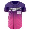 Custom Purple White Pink-Black Authentic Fade Fashion Baseball Jersey