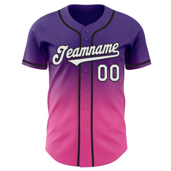 Custom Purple White Pink-Black Authentic Fade Fashion Baseball Jersey