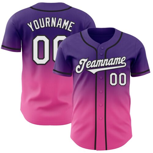 FadeFashion1309 Custom Purple White Pink-Black Authentic Fade Fashion Baseball Jersey