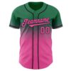 Custom Kelly Green Pink-Black Authentic Fade Fashion Baseball Jersey