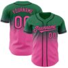 Custom Kelly Green Pink-Black Authentic Fade Fashion Baseball Jersey