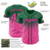 Custom Kelly Green Pink-Black Authentic Fade Fashion Baseball Jersey