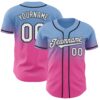 FadeFashion1311 Custom Light Blue White Pink-Black Authentic Fade Fashion Baseball Jersey