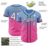 Custom Light Blue White Pink-Black Authentic Fade Fashion Baseball Jersey