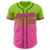 Custom Neon Green Pink-Black Authentic Fade Fashion Baseball Jersey