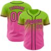 Custom Neon Green Pink-Black Authentic Fade Fashion Baseball Jersey