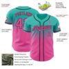 Custom Aqua Pink-Black Authentic Fade Fashion Baseball Jersey
