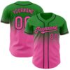 Custom Grass Green Pink-Black Authentic Fade Fashion Baseball Jersey