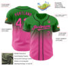 Custom Grass Green Pink-Black Authentic Fade Fashion Baseball Jersey