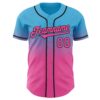 Custom Sky Blue Pink-Black Authentic Fade Fashion Baseball Jersey