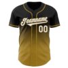 Custom Black White-Old Gold Authentic Fade Fashion Baseball Jersey