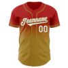 Custom Red White-Old Gold Authentic Fade Fashion Baseball Jersey