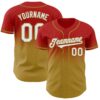 Custom Red White-Old Gold Authentic Fade Fashion Baseball Jersey