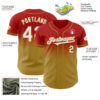 Custom Red White-Old Gold Authentic Fade Fashion Baseball Jersey