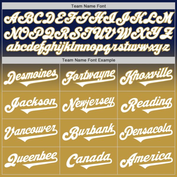 Custom Navy White-Old Gold Authentic Fade Fashion Baseball Jersey