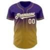 Custom Purple White-Old Gold Authentic Fade Fashion Baseball Jersey