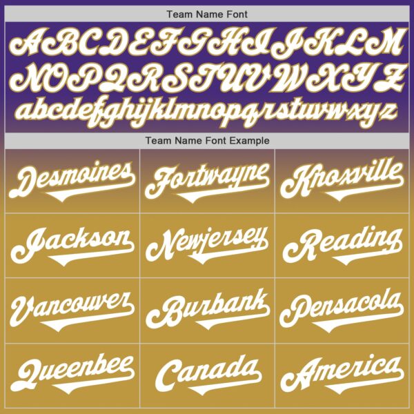 Custom Purple White-Old Gold Authentic Fade Fashion Baseball Jersey