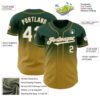 Custom Green White-Old Gold Authentic Fade Fashion Baseball Jersey