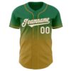 Custom Kelly Green White-Old Gold Authentic Fade Fashion Baseball Jersey