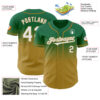 Custom Kelly Green White-Old Gold Authentic Fade Fashion Baseball Jersey