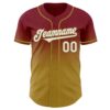 Custom Crimson White-Old Gold Authentic Fade Fashion Baseball Jersey