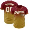 Custom Crimson White-Old Gold Authentic Fade Fashion Baseball Jersey