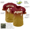 Custom Crimson White-Old Gold Authentic Fade Fashion Baseball Jersey