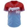 Custom Red White-Light Blue Authentic Fade Fashion Baseball Jersey