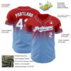 Custom Red White-Light Blue Authentic Fade Fashion Baseball Jersey
