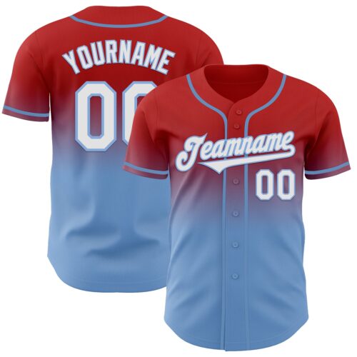 FadeFashion1327 Custom Red White-Light Blue Authentic Fade Fashion Baseball Jersey