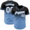 Custom Black White-Light Blue Authentic Fade Fashion Baseball Jersey