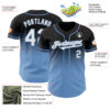 Custom Black White-Light Blue Authentic Fade Fashion Baseball Jersey