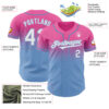 Custom Pink White-Light Blue Authentic Fade Fashion Baseball Jersey