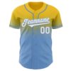 Custom Yellow White-Light Blue Authentic Fade Fashion Baseball Jersey