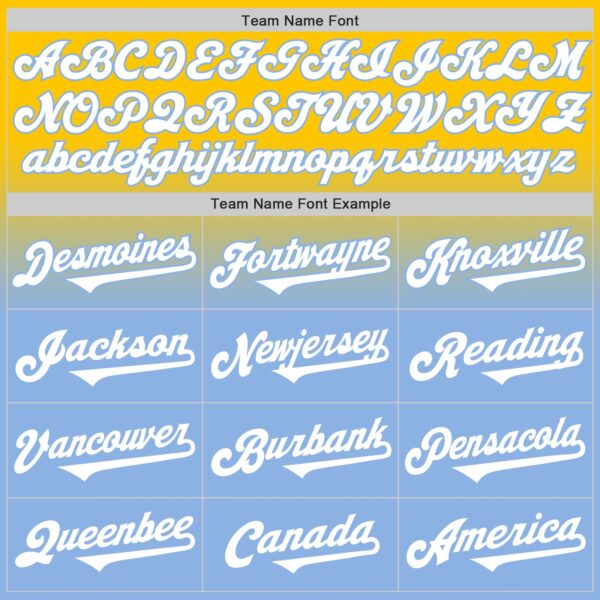 Custom Yellow White-Light Blue Authentic Fade Fashion Baseball Jersey