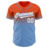 Custom Orange White-Light Blue Authentic Fade Fashion Baseball Jersey