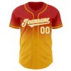 Custom Red White-Gold Authentic Fade Fashion Baseball Jersey