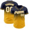 Custom Navy White-Gold Authentic Fade Fashion Baseball Jersey