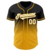Custom Black White-Gold Authentic Fade Fashion Baseball Jersey