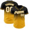 Custom Black White-Gold Authentic Fade Fashion Baseball Jersey