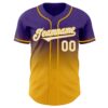 Custom Purple White-Gold Authentic Fade Fashion Baseball Jersey