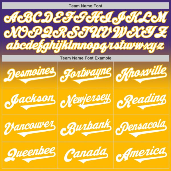 Custom Purple White-Gold Authentic Fade Fashion Baseball Jersey