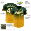 Custom Green White-Gold Authentic Fade Fashion Baseball Jersey