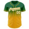 Custom Kelly Green White-Gold Authentic Fade Fashion Baseball Jersey