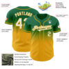 Custom Kelly Green White-Gold Authentic Fade Fashion Baseball Jersey