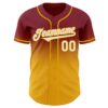 Custom Crimson White-Gold Authentic Fade Fashion Baseball Jersey