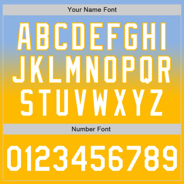 Custom Light Blue White-Gold Authentic Fade Fashion Baseball Jersey