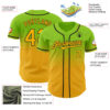 Custom Neon Green Gold-Black Authentic Fade Fashion Baseball Jersey
