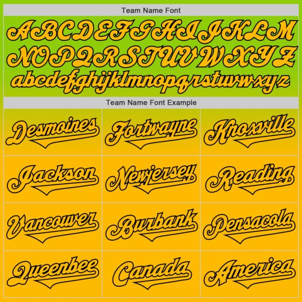 Custom Neon Green Gold-Black Authentic Fade Fashion Baseball Jersey